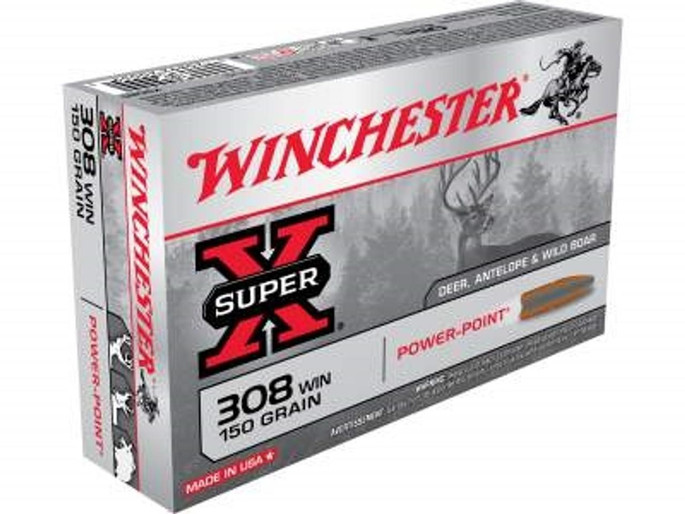 Winchester Ammo X308 Super X 308 Win 150 Grain Power-Point (PP) 20 Rounds Per Box - 020892230651