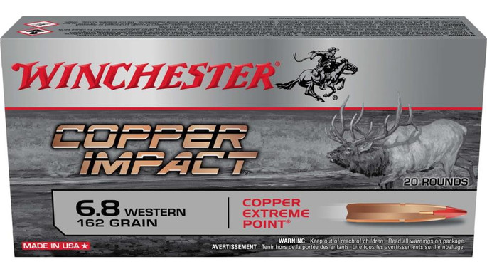 WINCHESTER COPPER IMPACT 6.8 WESTERN 162 GRAIN ACCUBOND LONG RANGE BRASS CASED 20 ROUNDS PER BOX - X68WCLF - 020892229778