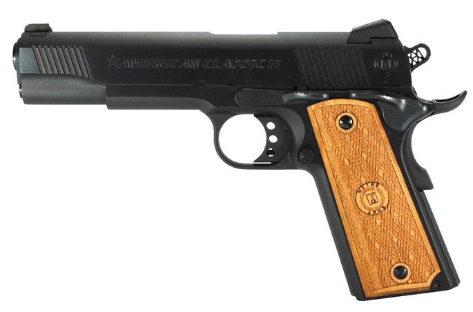 American Classic AC9G2 1911 Classic II 9mm Luger 5" 9+1 Blued Blued Steel Slide Hardwood Grip - 728028236545