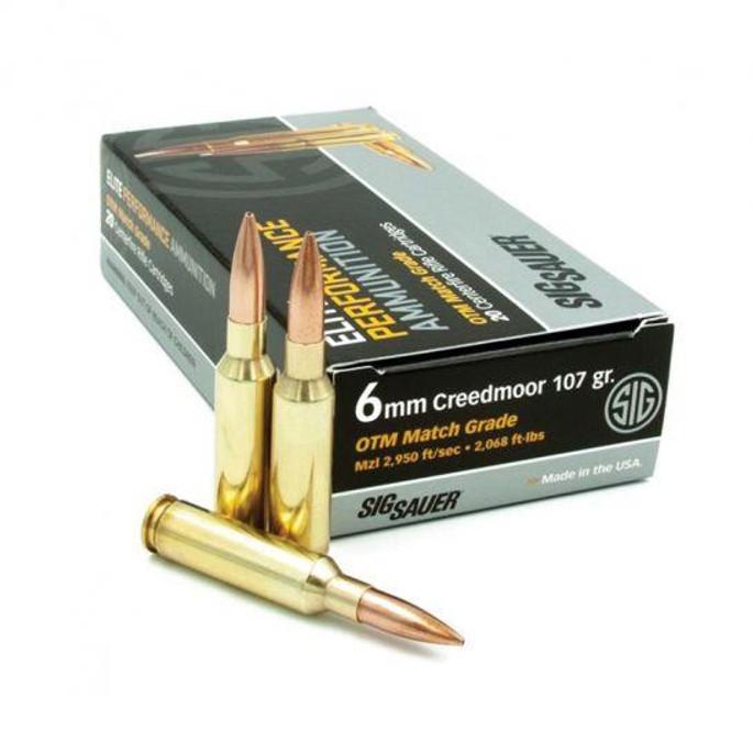 Sig Sauer E6MMCM220 Elite Match Grade  6mm Creedmoor 107 gr Open Tip Match (OTM) 20 Bx/ 10 Cs - 798681614028