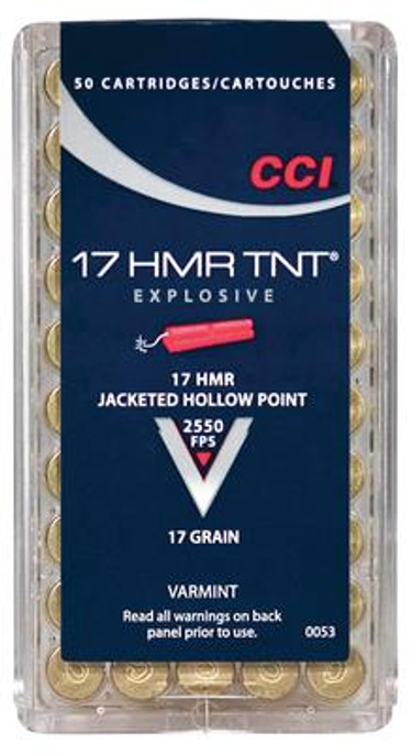 CCI Varmint TNT 17 HMR 17 gr Jacketed Hollow Point - 076683000538