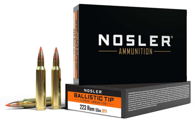 Nosler .223 Remington Ballistic Tip 55 grain Brass Cased Rifle Ammunition - 054041610254