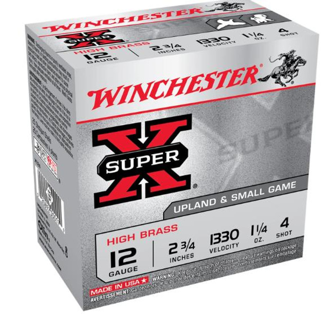 Winchester Super X Game Load High Brass 12ga 2.75" 1 1/4 Oz 1330 Fps 4 Shot Case - 020892001176