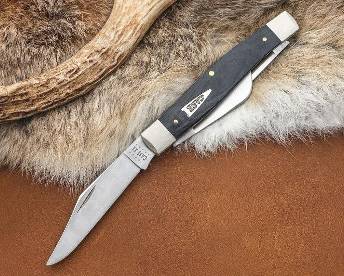 Case Smooth Black Micarta Large Stockman 4.25" Closed - 021205277325