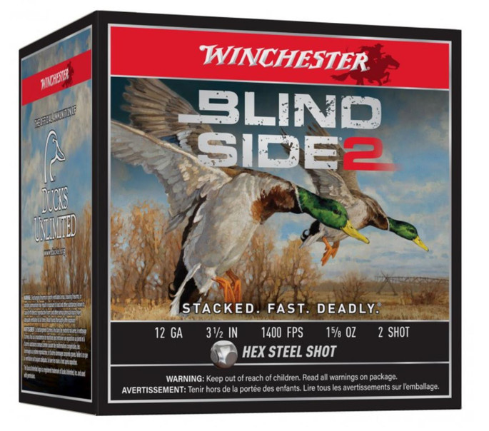 Winchester Ammo Blind Side 2 12 Gauge 3.50" 1 5/8 OZ 2 Shot CASE - 020892026957