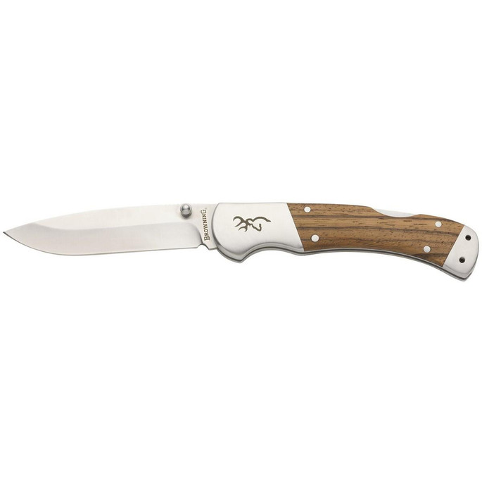 Browning Sage Creek Large Folding Knife 3.5" Wooden Buckmark - 023614982845