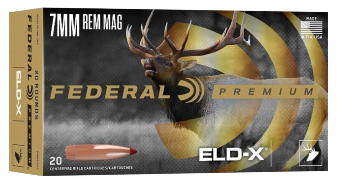 Federal P7RELDX1 ELD-X Premium 7mm Rem Mag 162 gr Extremely Low Drag-eXpanding (ELD-X) 20 Per Box - 604544689860