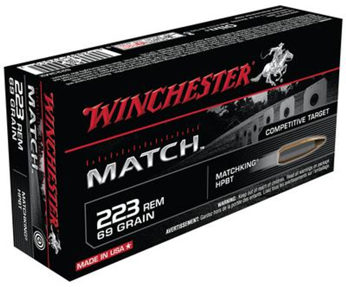 Winchester Match .223 Rem Ammunition 20 Rounds, BTHP, 69 Grains - 020892220157