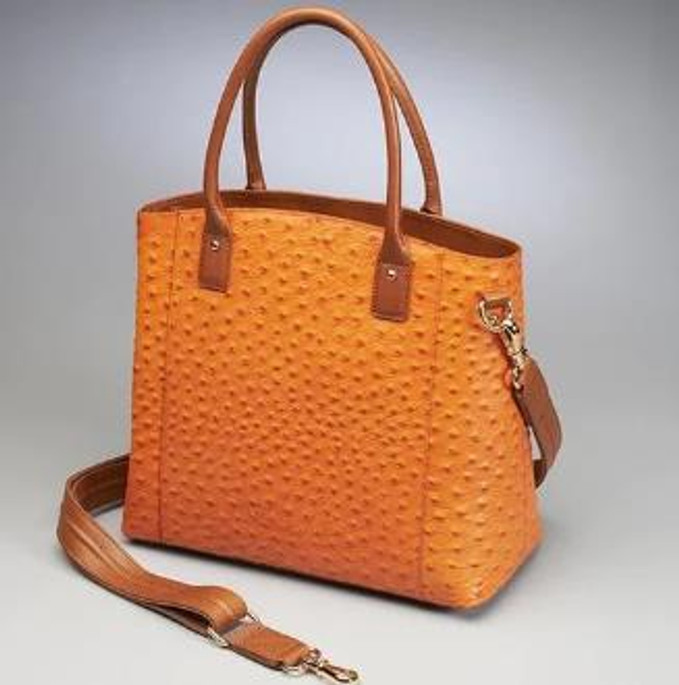 Gtm Ostrich Pattern Cowhide Leather Town Tote - 035452173323