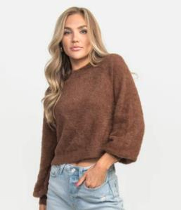Southern Shirt Cropped Feather Knit Sweater -
