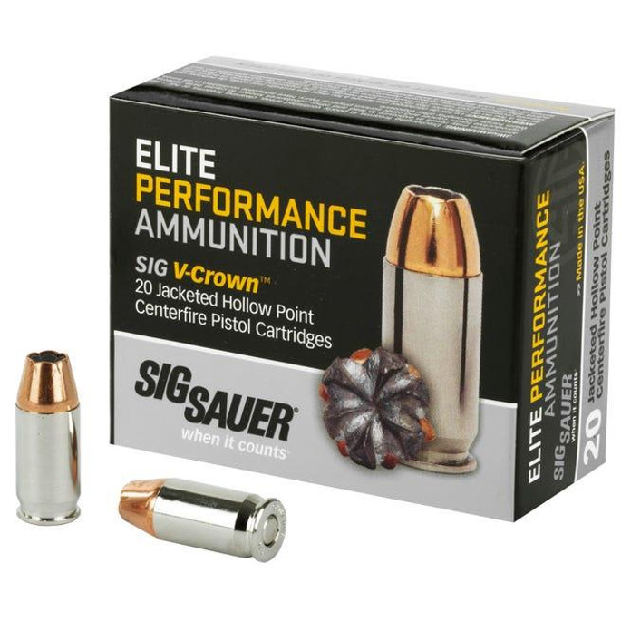 Sig Sauer Elite V-crown Nickel Plated Brass .380 Ammo 90-grain 20-rounds - 798681458172