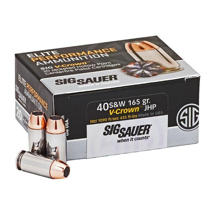 SIG Sauer Elite .40 S&W V-Crown JHP Ammo 165 Grain - 798681458196