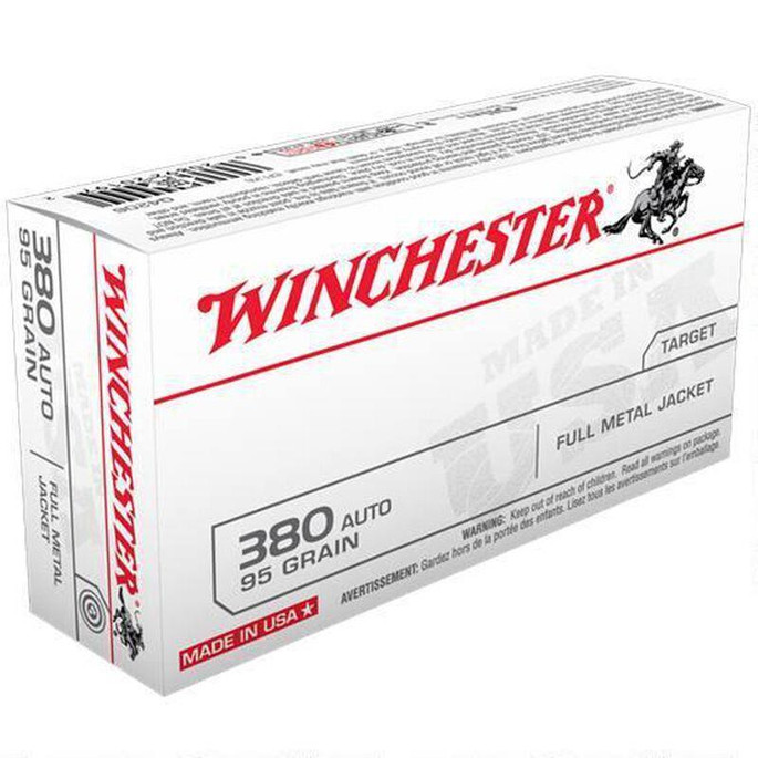 Winchester USA .380 ACP 95gr FMJ 955 fps 50 Rounds - 020892201972