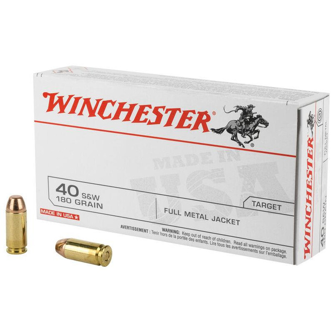 Winchester USA .40 S&W Ammo 180 Grain Full Metal Jacket - 020892203006