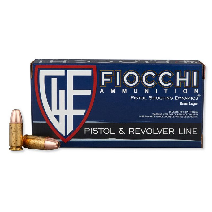 FIOCCHI 9mm Luger Ammunition 50 Rounds Subsonic JHP 147 Grains - 762344001692