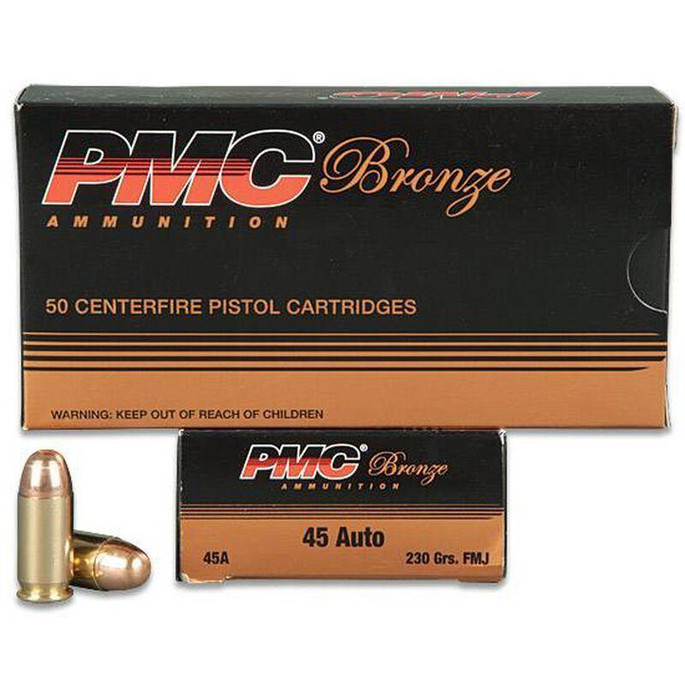 PMC Bronze .45 ACP Ammunition 230 Grain FMJ 830 fps 50 Rounds - 741569070225