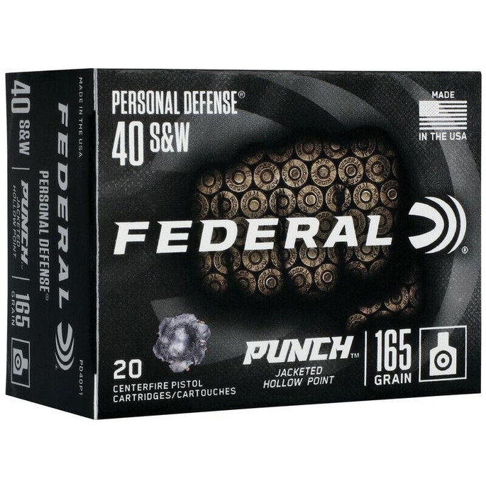 Federal Punch Defense .40 S&W Ammo 165 Grain JHP - 604544659023
