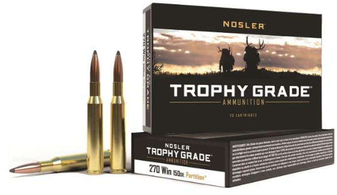 Nosler Trophy Grade Ammunition 270 Winchester 150 Grain Partition Box of 20 - 054041612357