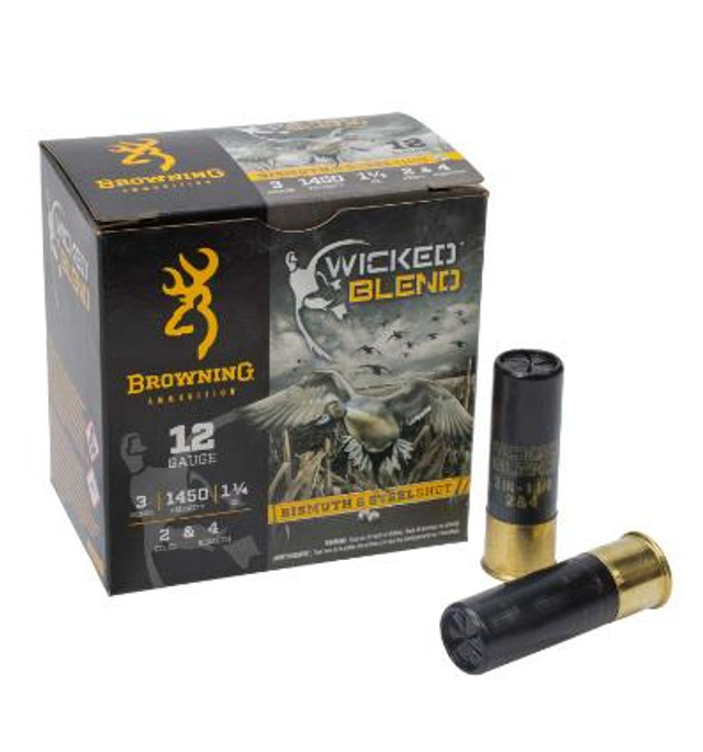 Browning Wicked Blend 12 Gauge. 3" 1-1/4oz. #2 Steel & #4 Bismuth Shot Blend - CASE - 020892026476