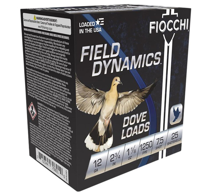 Fiocchi Field Dynamics Dove & Quail 12 Gauge 2.75" 1-1/8 oz 7.5 Shot - CASE - 762344854472