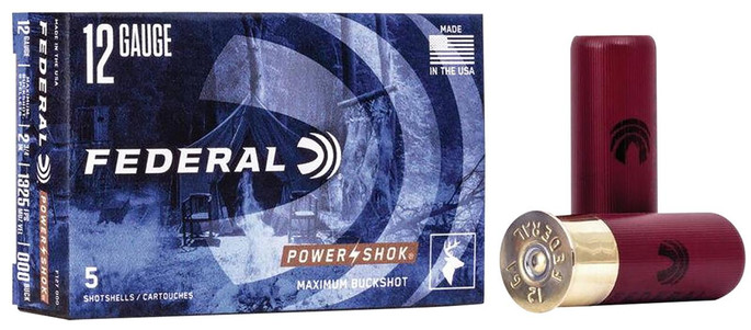 Federal Power-Shok Magnum 12 Gauge 2.75" 8 Pellets 000 Buck Shot - 5 Rounds - 029465009779
