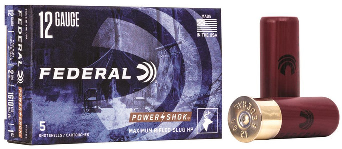 Federal Power-Shok Shotshell 12 Gauge 2.75" 1 oz Rifled Slug Shot - 5 Rounds - 029465009915