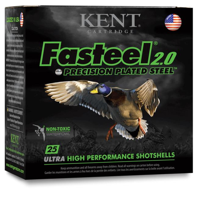 Kent Fasteel 2.0 Waterfowl 12ga 3.5"BB 1 3/8oz Zinc Plated Steel Shot 250 Round Case - 656308006130