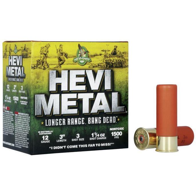 Hevi-Shot HEVI-Metal Longer Range 12 Gauge 3 Shot Size 1.25 oz Case - 816383002759