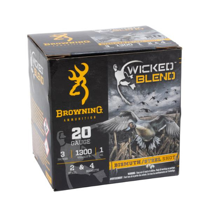 Browning Wicked Blend 20 Gauge 3" 1oz. #2 Steel & #4 Bismuth Blend | 250 Round Case - 020892026490