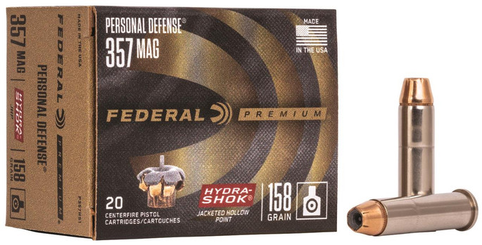 Federal Premium Personal Defense 357 Mag 158 Grain Hydra-Shok JHP | 20 Rounds - 029465085421