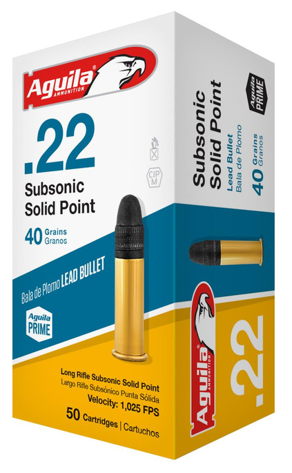 Aguila Subsonic Rimfire 22 LR 40 Grain Lead Solid Point | 50 Rounds - 640420001098