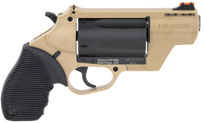 Taurus Judge Public Defender 45 Colt (LC)/410 Gauge 5rd 2.50" Flat Dark Earth Barrel | Black & Flat Dark Earth - 725327612360