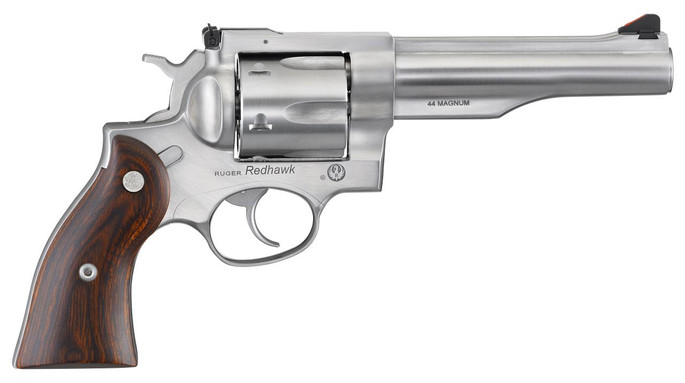 Ruger 5043 Redhawk  44 Special/44 Rem Mag 6 Shot, 5.50" Satin Stainless Steel Barrel, Dual Chambered Satin Stainless Cylinder, Satin Stainless Steel Frame, Hardwood Grip, Exposed Hammer - 736676050437
