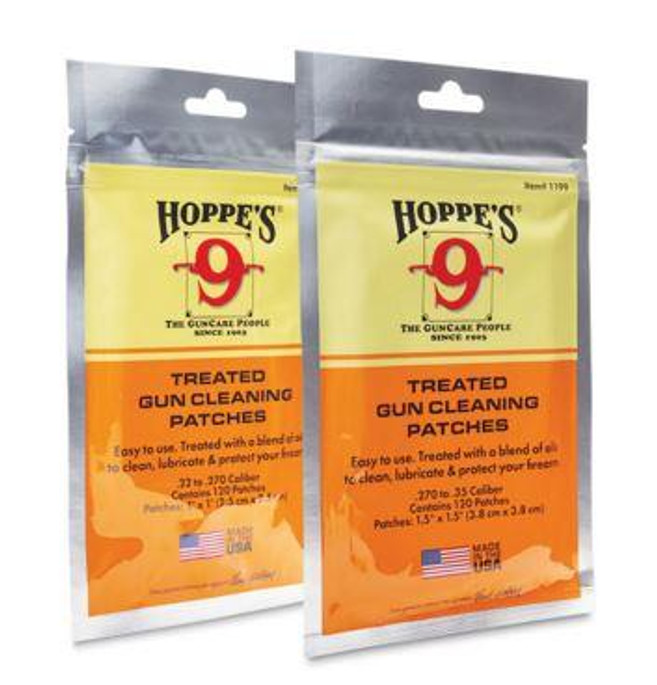 Hoppes 1198 Treated Gun Cleaning .22 Patches - 026285011982