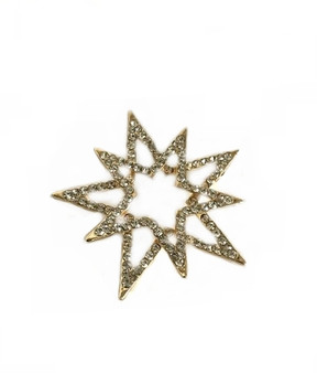 PK490 TWO STAR GOLD CRYSTAL BROOCH