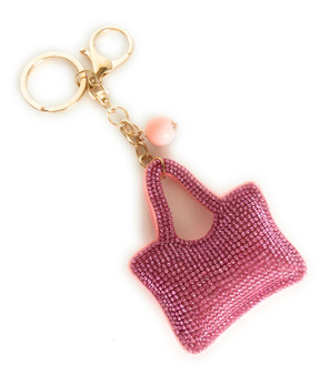 PK015 PINK CRYSTAL BAG KEYCHAIN