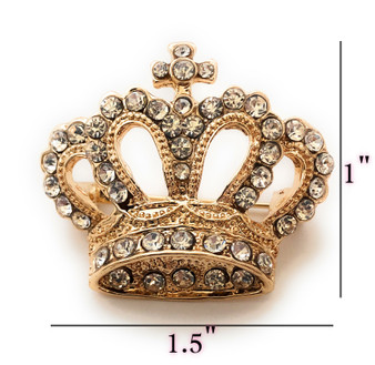 PK377 GOLD CRYSTAL CROWN PIN