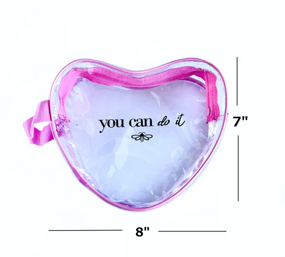 C001 COSMETIC HEART POUCH CLEAR IRIDESCENT