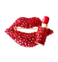 PK584 CRYSTAL RED LIPSTICK BROOCH