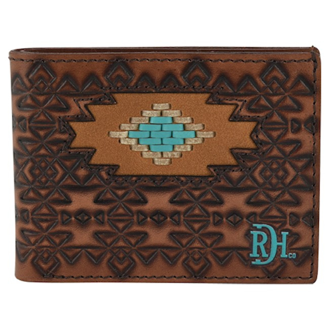 RED DIRT BIFOLD WALLET LACED SOUTHWEST MEDALLION - FRINGE WESTERN WEAR