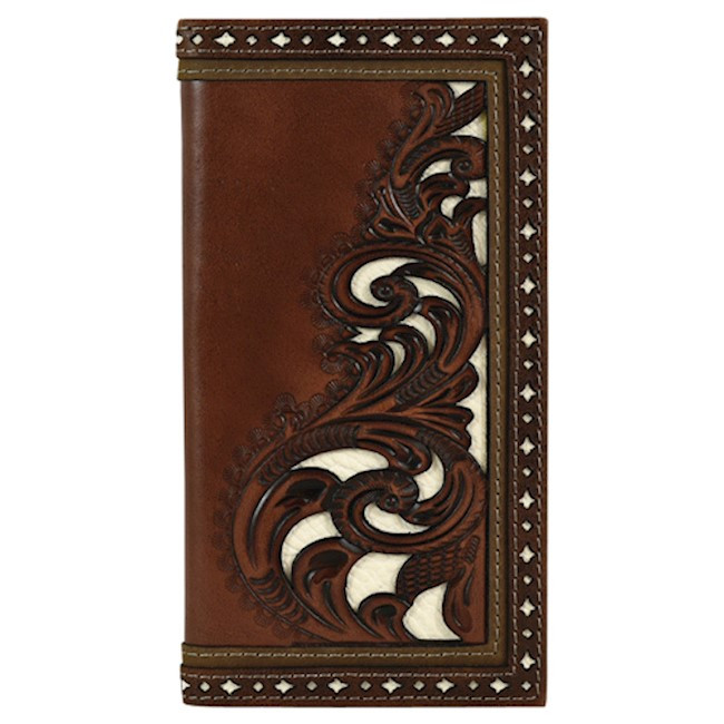 JUSTIN RODEO BROWN TOOLED WALLET FRINGE WESTERN WEAR