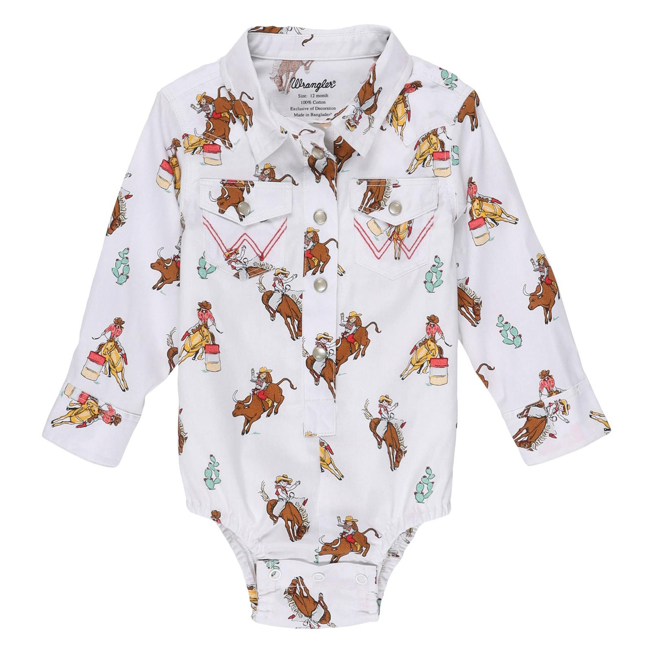 WRANGLER BABY GIRL WESTERN PRINT ONESIE FRINGE WESTERN WEAR