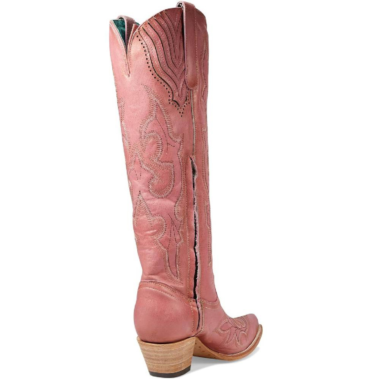 CORRAL WOMEN'S A4434 PINK & GOLD TALL SNIP TOE BOOTS - FRINGE