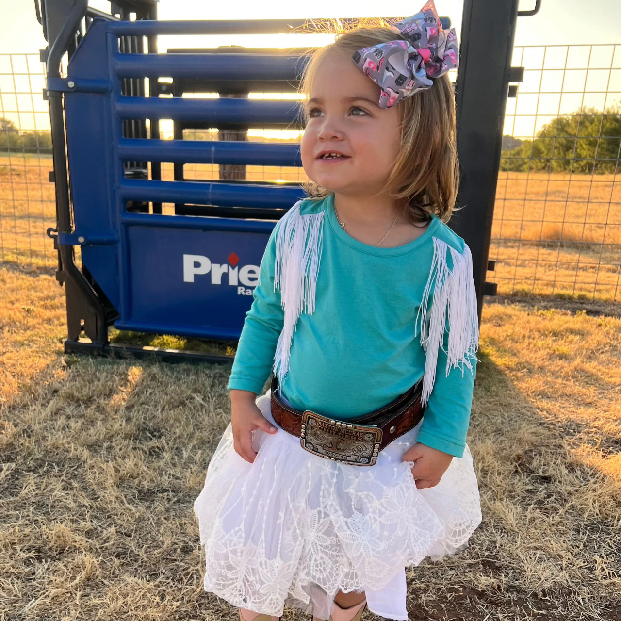 Girls Turquoise Running Horse Pearl Snap Onesie by Shea Baby main image 1