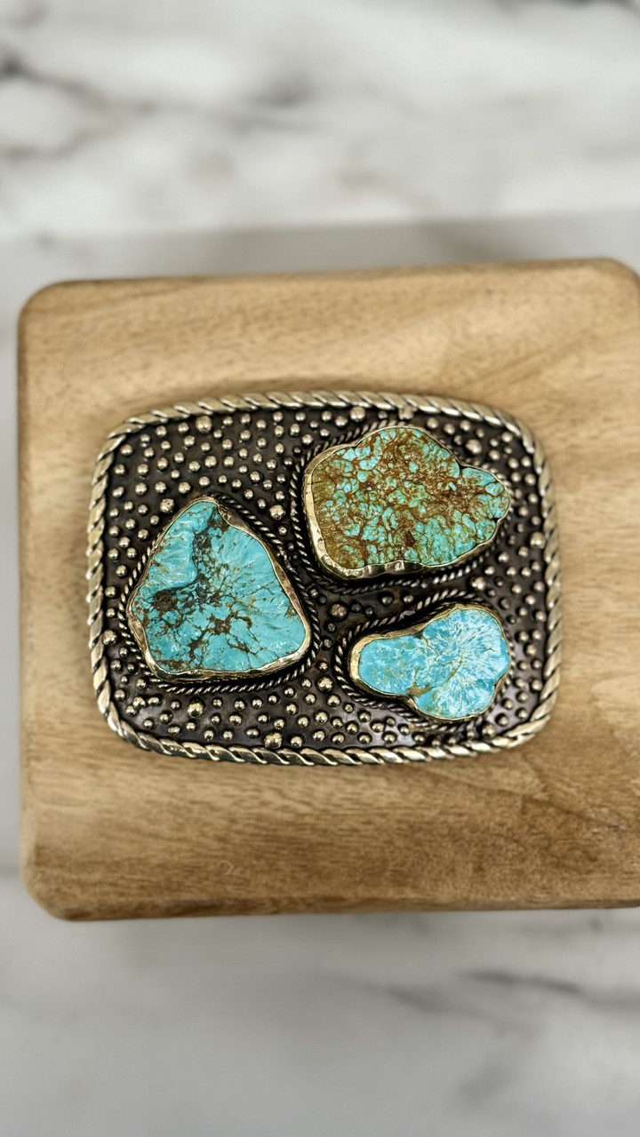 Paige Wallace Buckle 3 Large Jasper Stones PAIGE WALLACE THREE STONE BUCKLE - FRINGE WESTERN WEAR main image 3