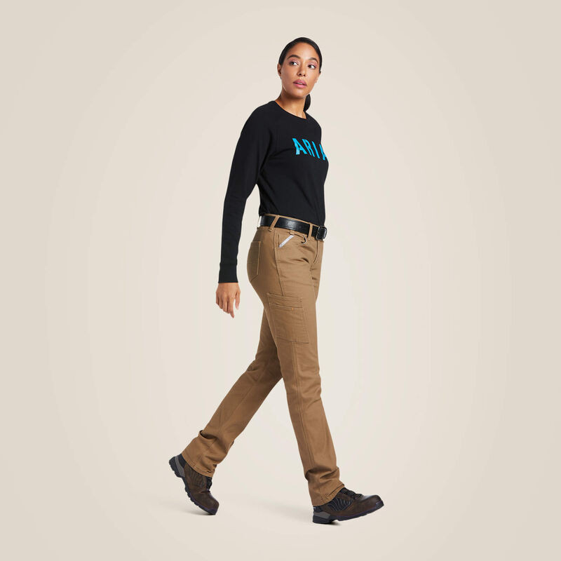 ARIAT Pantaloni da donna Rebar Durastretch resistenti con doppio frontale, Campo Khaki, 27