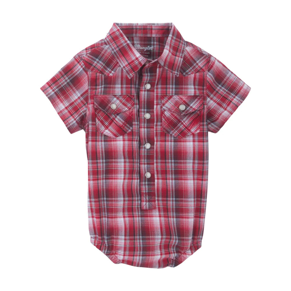 WRANGLER BABY BOY RED PLAID ONESIE - Main Image