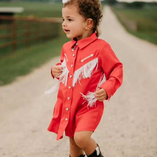 SHEA BABY RED FRINGE DRESS FRINGE WESTERN WEAR