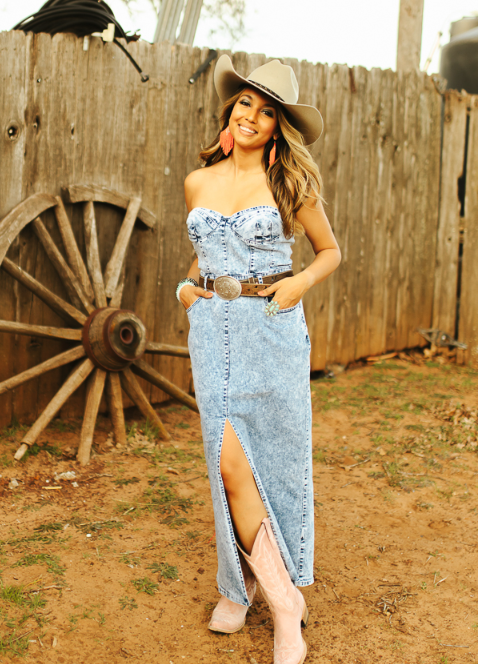 white christmas dresses Strapless Denim Jean Midi Dress M main image 0