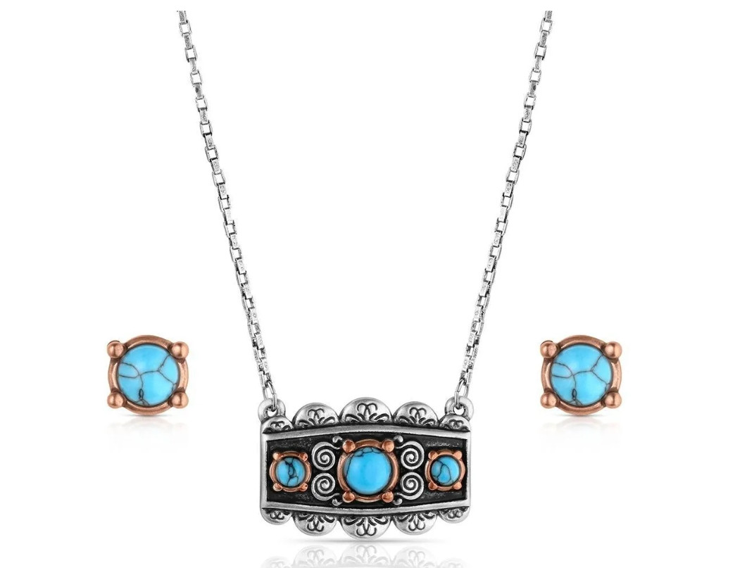 JS6487 TURQUOISE JEWELRY SET-Montana Turquoi - FRINGE WESTERN WEAR